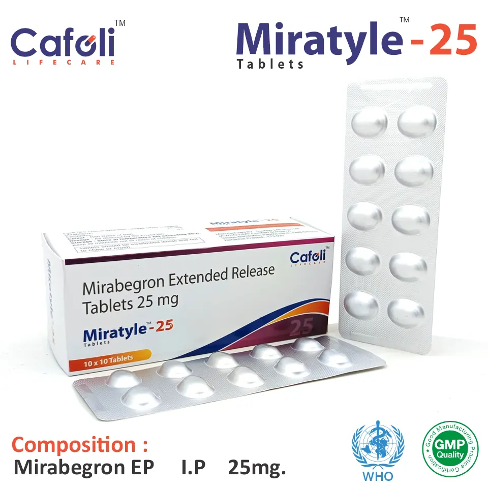 Mirabegron (25mg) Tablet at best price in PCD Pharma Franchise for Overactive Bladder Treatment.
